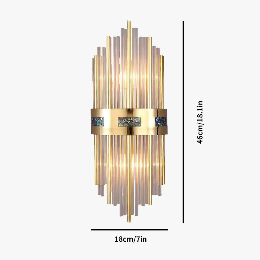 Art Deco Acrylic And Metal Cylindrical Bedroom Wall Lamp, Gold