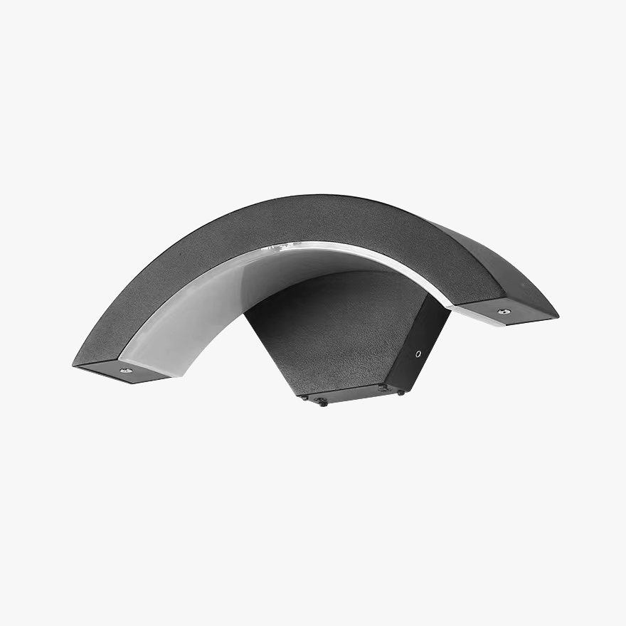 Unusual Metal And Acrylic Curved Outdoor Wall Lamp, Black