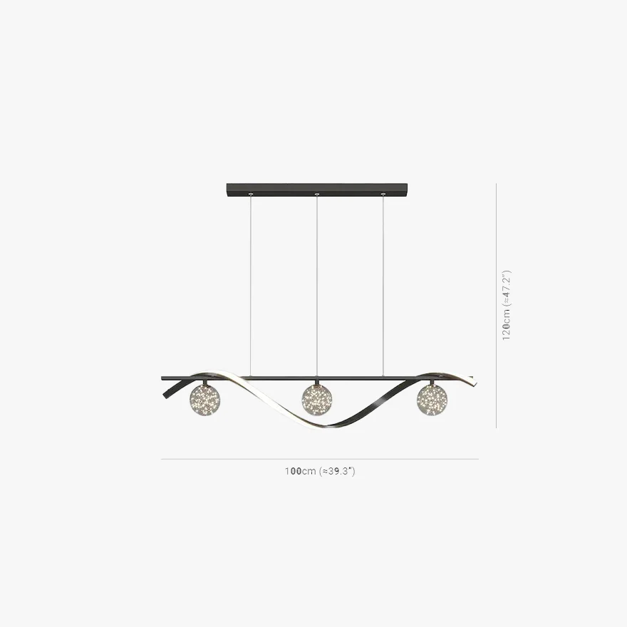 Modern Metal And Glass Linear Dining Room Pendant Light, Black/Gold