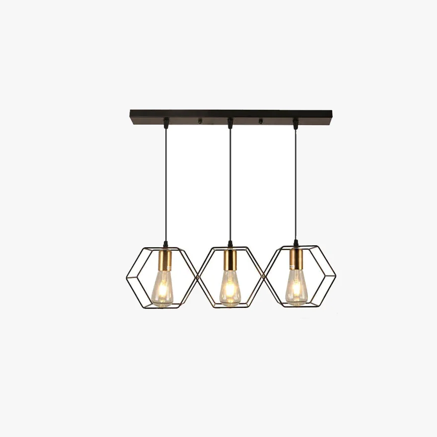 Industrial Metal Polygonal Living Room Pendant Light, Black