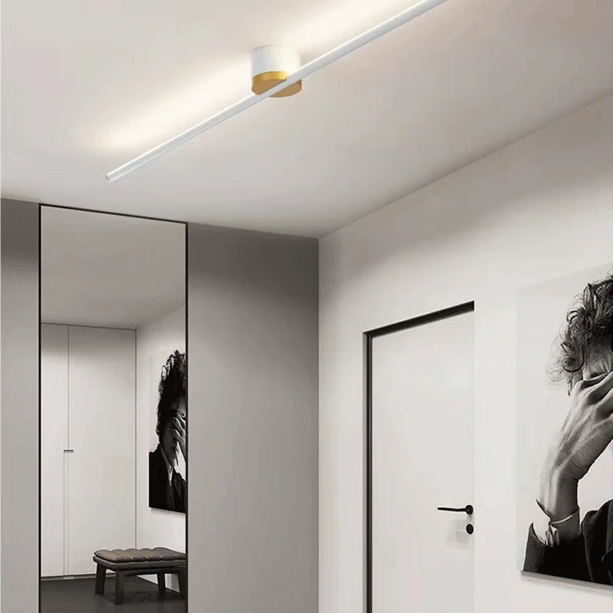 Minimalist Metal And Silicagel Linear Bedroom Ceiling Light, Black/White