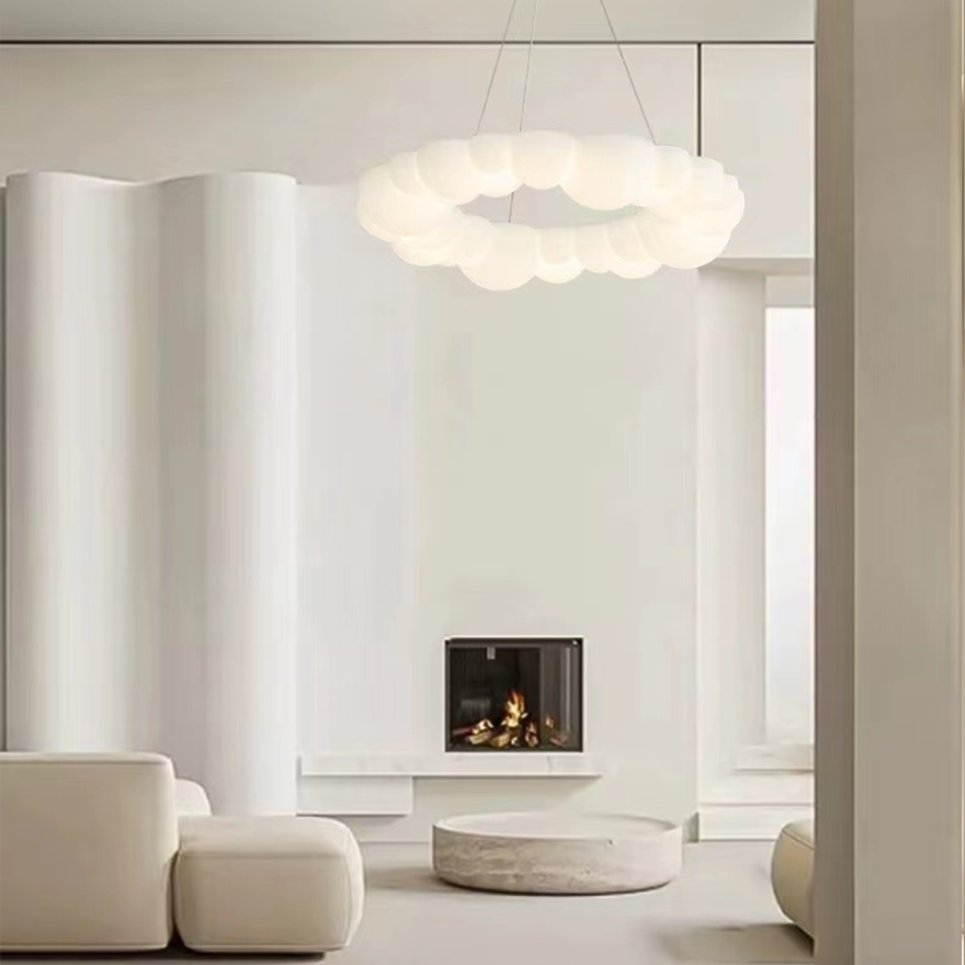 Decorative Metal And Acrylic Cloud Living Room Pendant & Ceiling Light With Dimmer, White