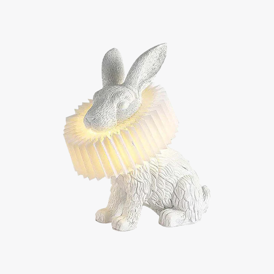 Art Deco Resin Rabbit Children's Room Table Lamp, White | Liiffy