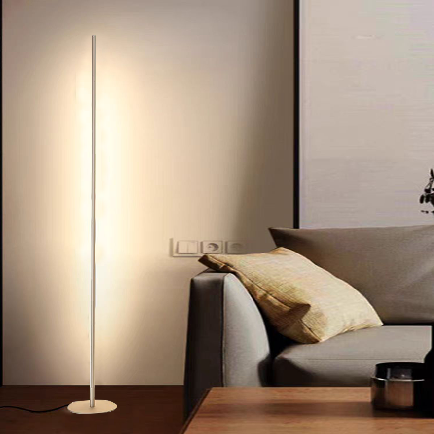 Minimalist Metal And Acrylic Linear Living Room Floor Lamp, Black/Gold/Silver