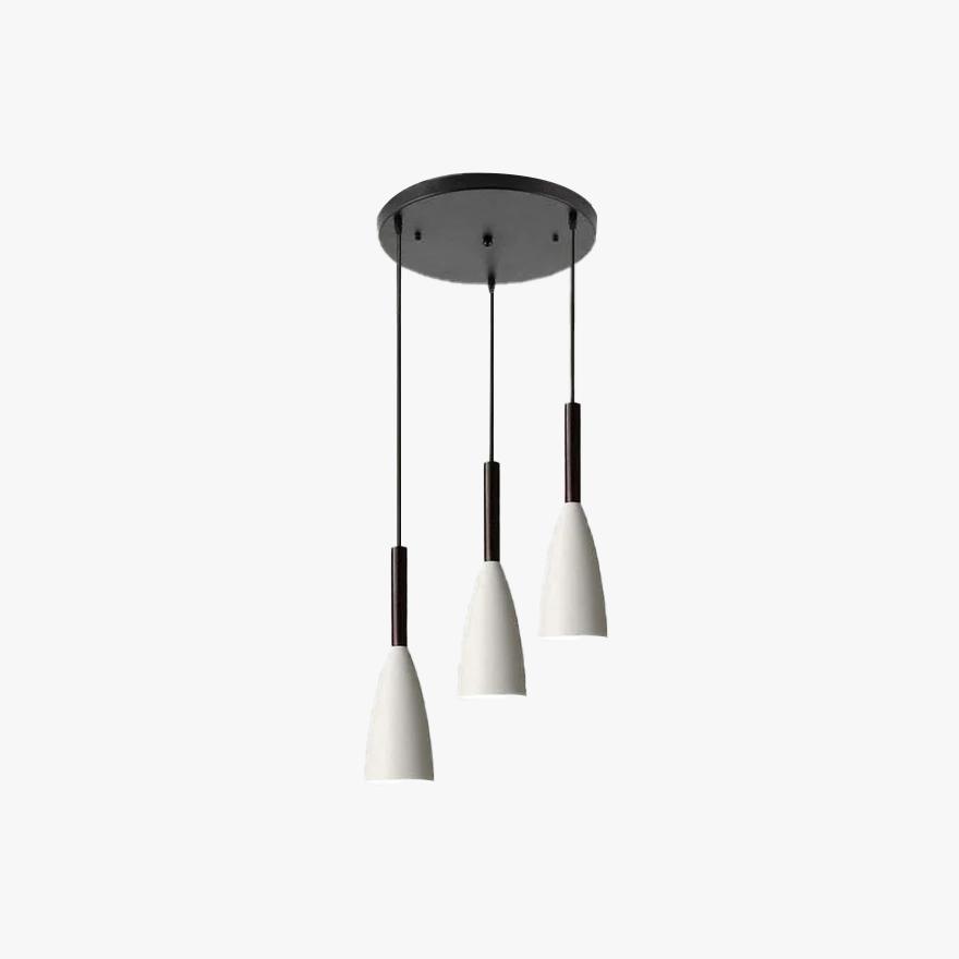 Nordic Metal And Wood Conical Kitchen Pendant Light, Black/White/Gray/Mix