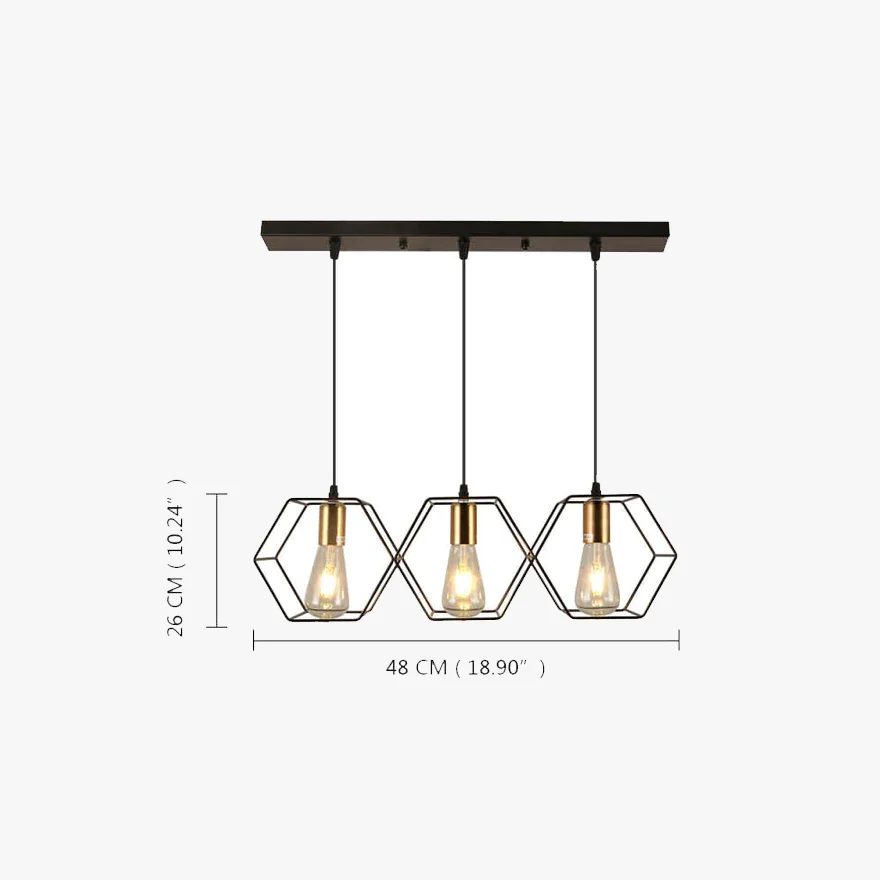 Industrial Metal Polygonal Living Room Pendant Light, Black