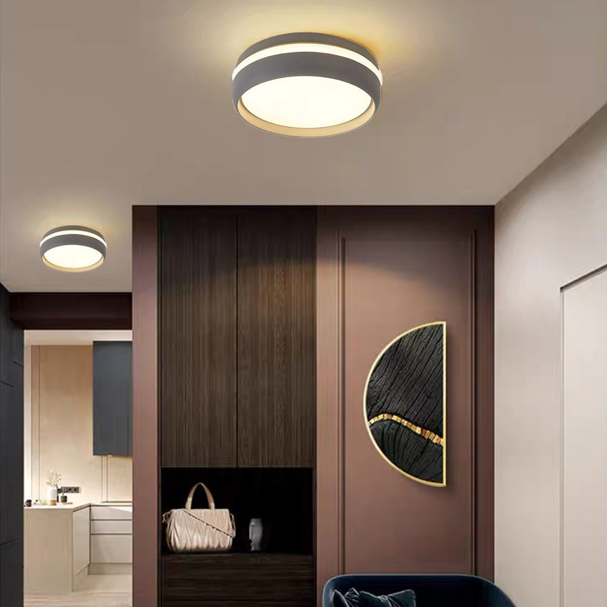 Classical Metal Round Bedroom Ceiling Light, Black/Grey