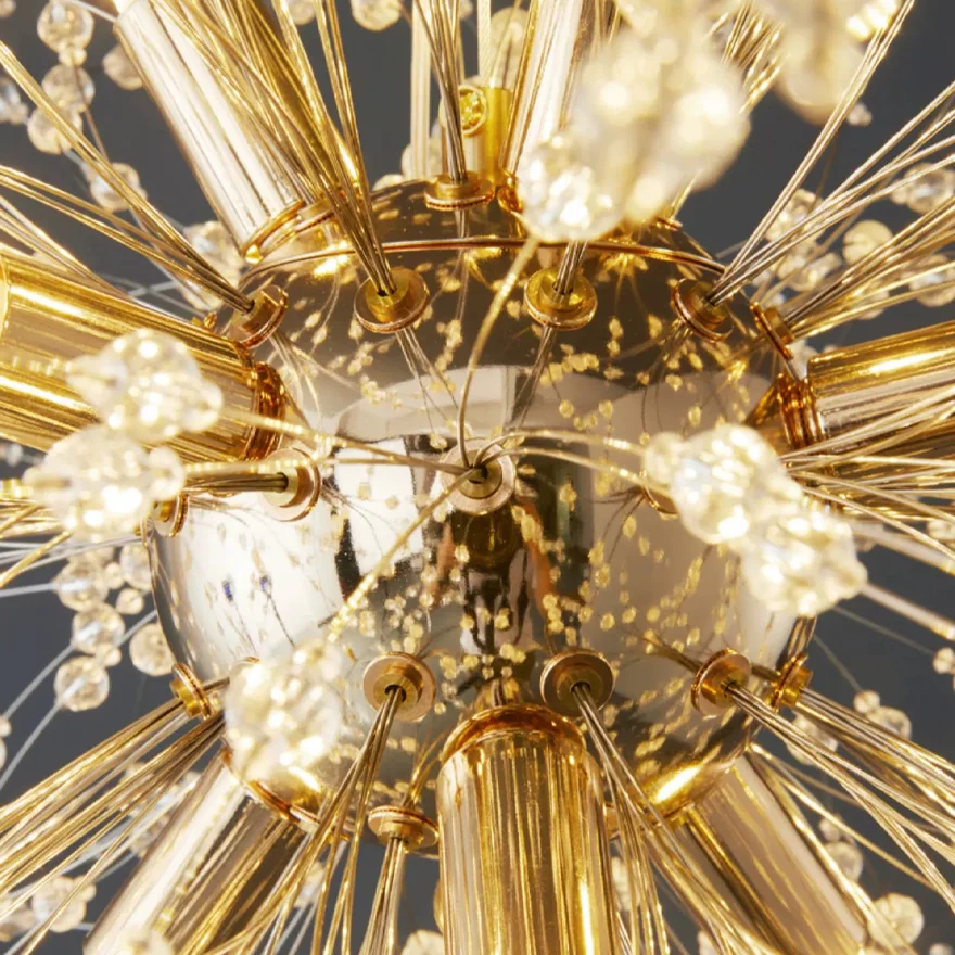 Modern Metal And Acrylic Dandelion Bedroom Pendant Light, Chrome/Gold