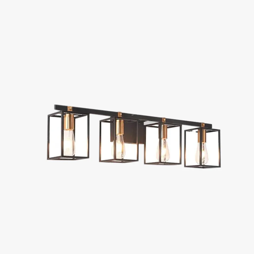 Unusual Metal And Acrylic Square Balcony Wall Lamp, Black