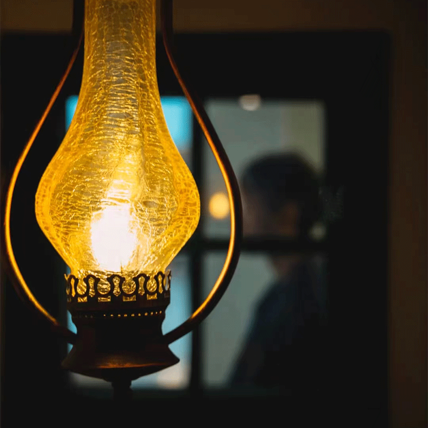 Vintage Metal And Glass Kerosene Balcony Pendant Light, Antique Bronze/Copper