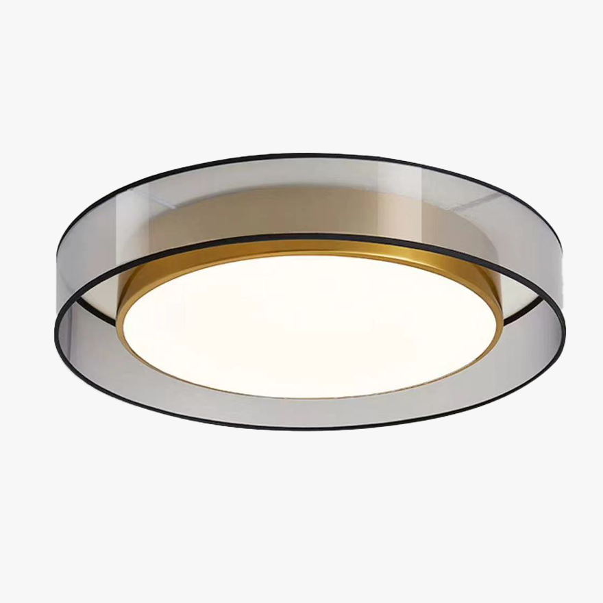 Minimalist Metal And Acrylic Round Bedroom Ceiling Light, Gold, Trichromatic Light