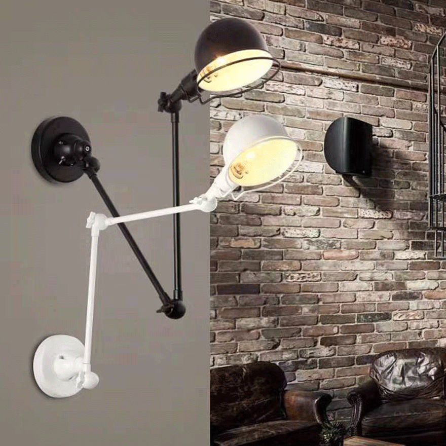 Modern Metal Bowled Living Room Wall Lamp, Black/White