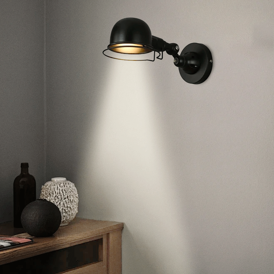 Modern Metal Hooded Living Room Wall Lamp, Black/White