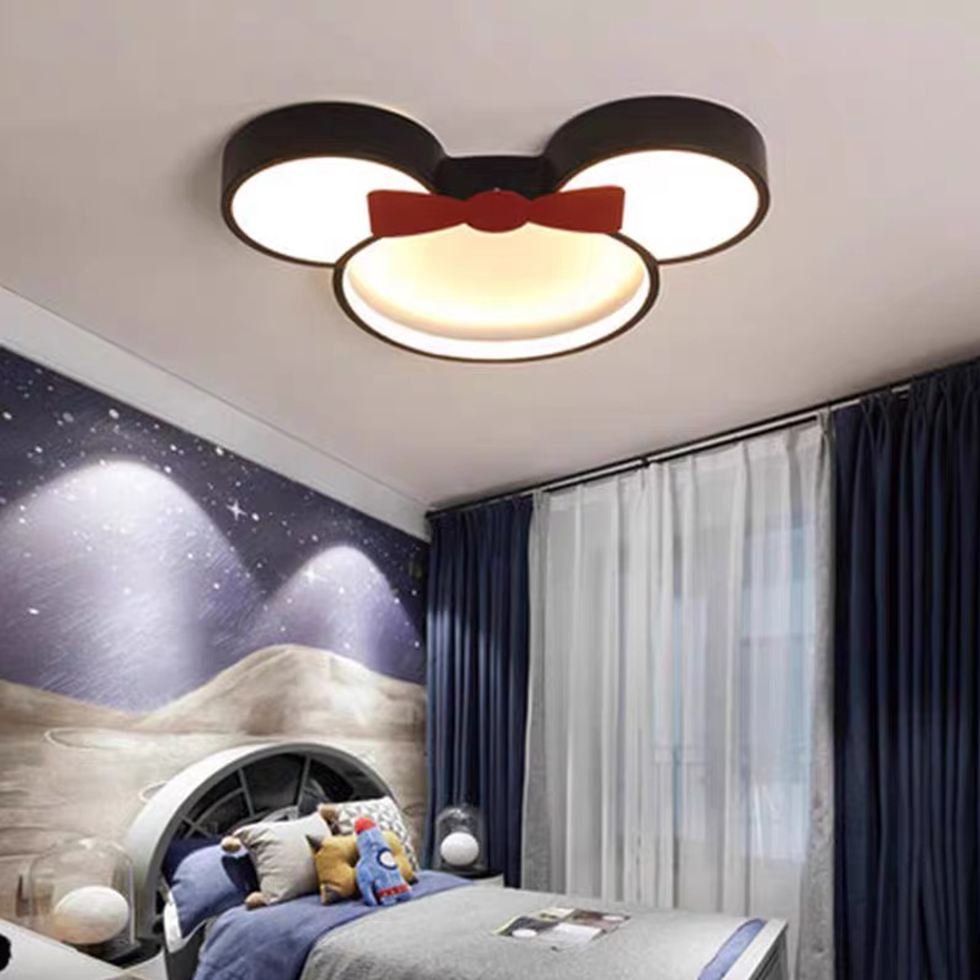 Designer Metal And Acrylic Mouse Children's room Ceiling Light, Black