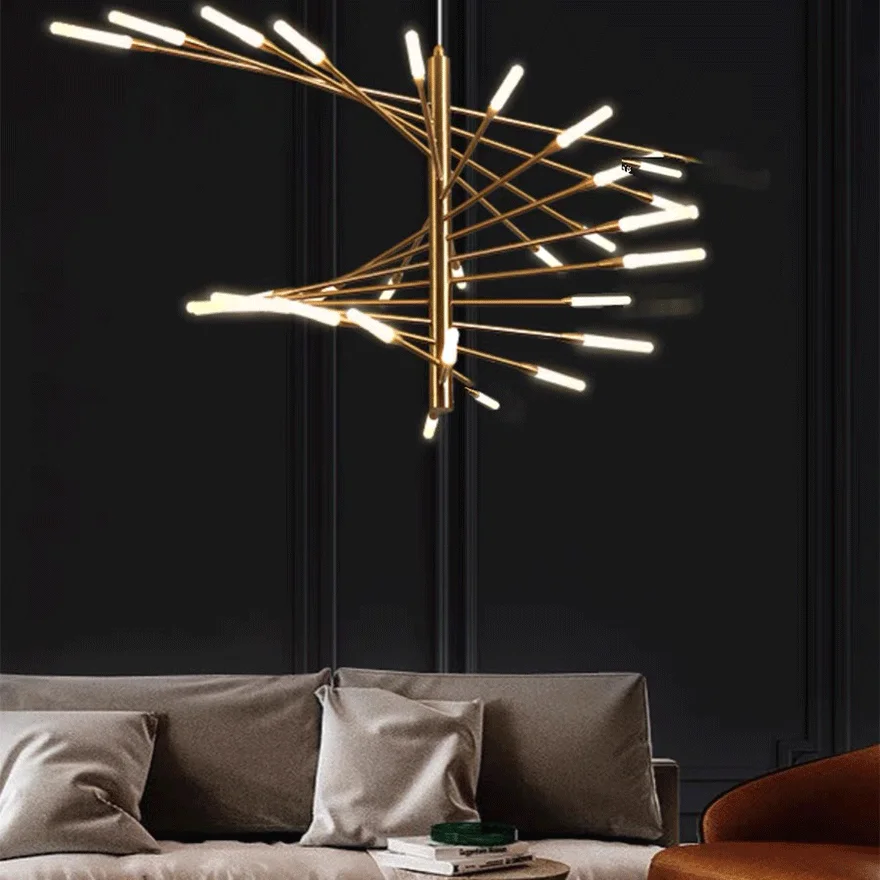 Modern Metal And Acylic Linear Dining Room Chandelier Pendant Light, Black/Gold