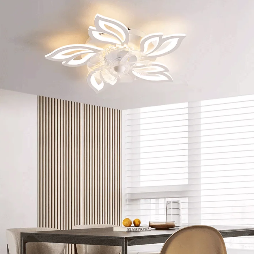 Art Deco Metal And Acrylic Floral Bathroom Ceiling Light, White, Trichromatic Light