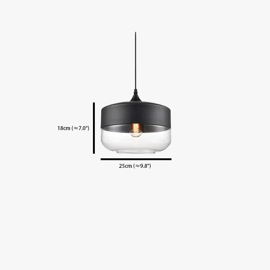 Modern Metal And Glass Geometric Living Room Pendant Light, Black