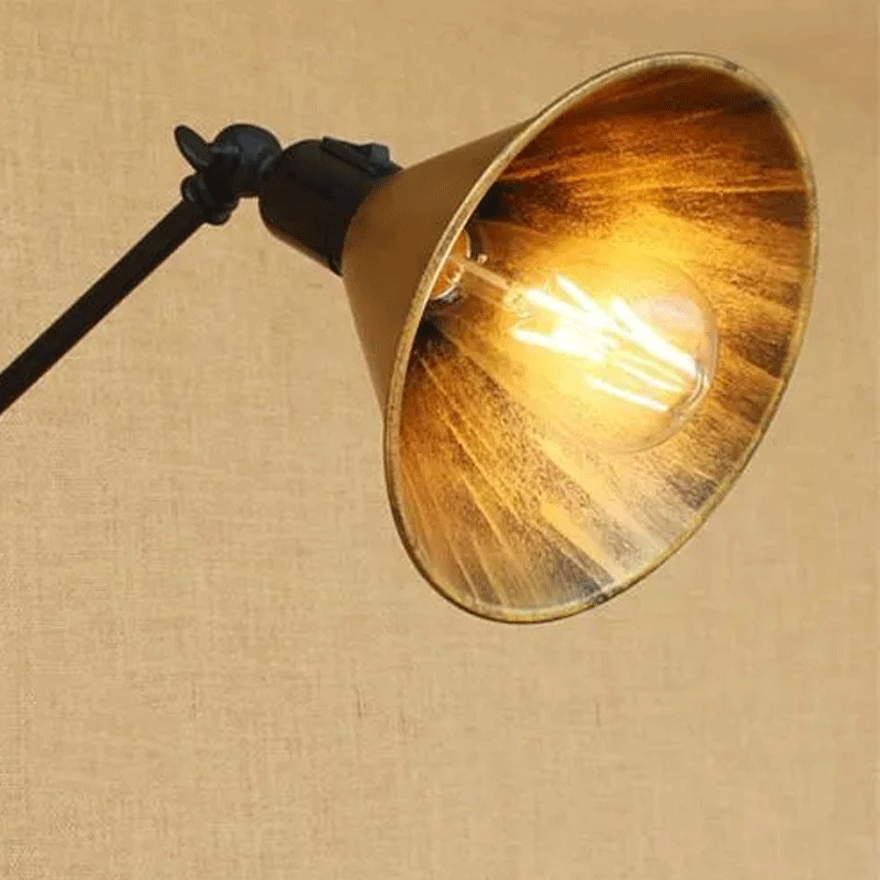 Vintage Metal Conical Adjustable Bathroom Wall Lamp, Brass