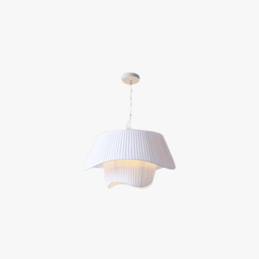 Unusual Metal And Fabric Uneven Dining Room Pendant Light, White