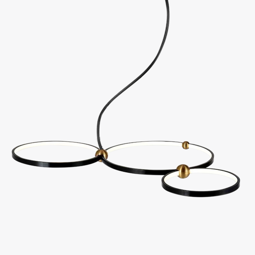 Art Deco Metal And Acrylic Ring Dining Room Pendant Light, Black