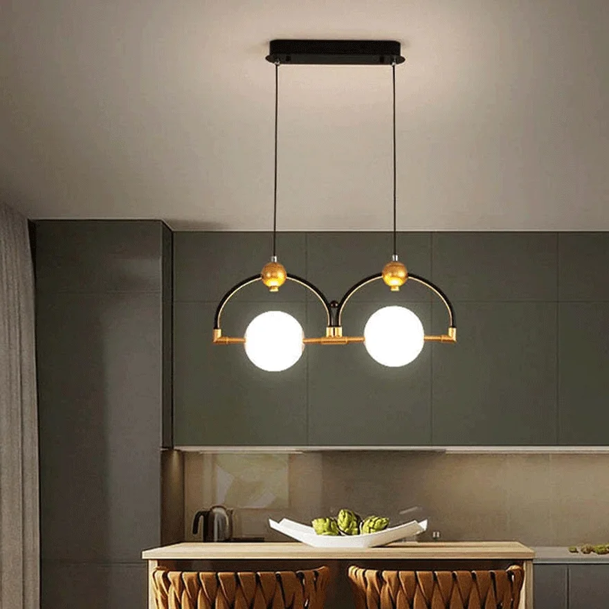 Minimalist Metel Globular Bedroom Pendant Light, Black