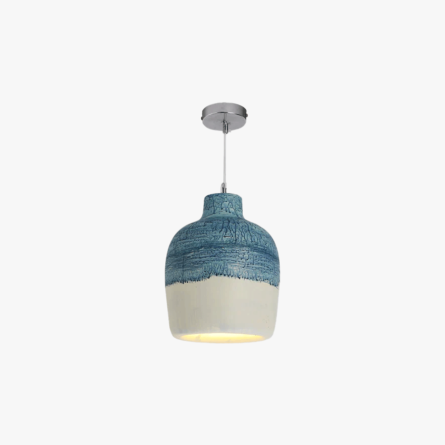 Unusual Resin And Acrylic Jar Shaped Dining Room Pendant Light, Dark Blue/Grey/Orange/White-Blue