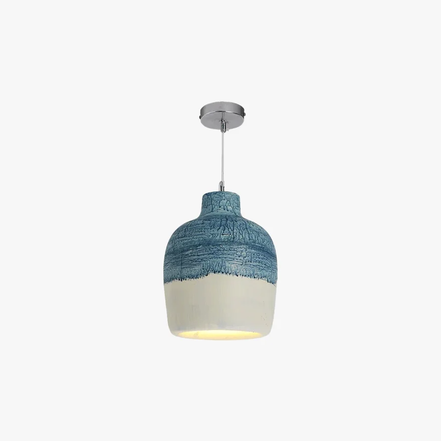 Unusual Resin And Acrylic Jar Shaped Dining Room Pendant Light, Dark Blue/Grey/Orange/White-Blue