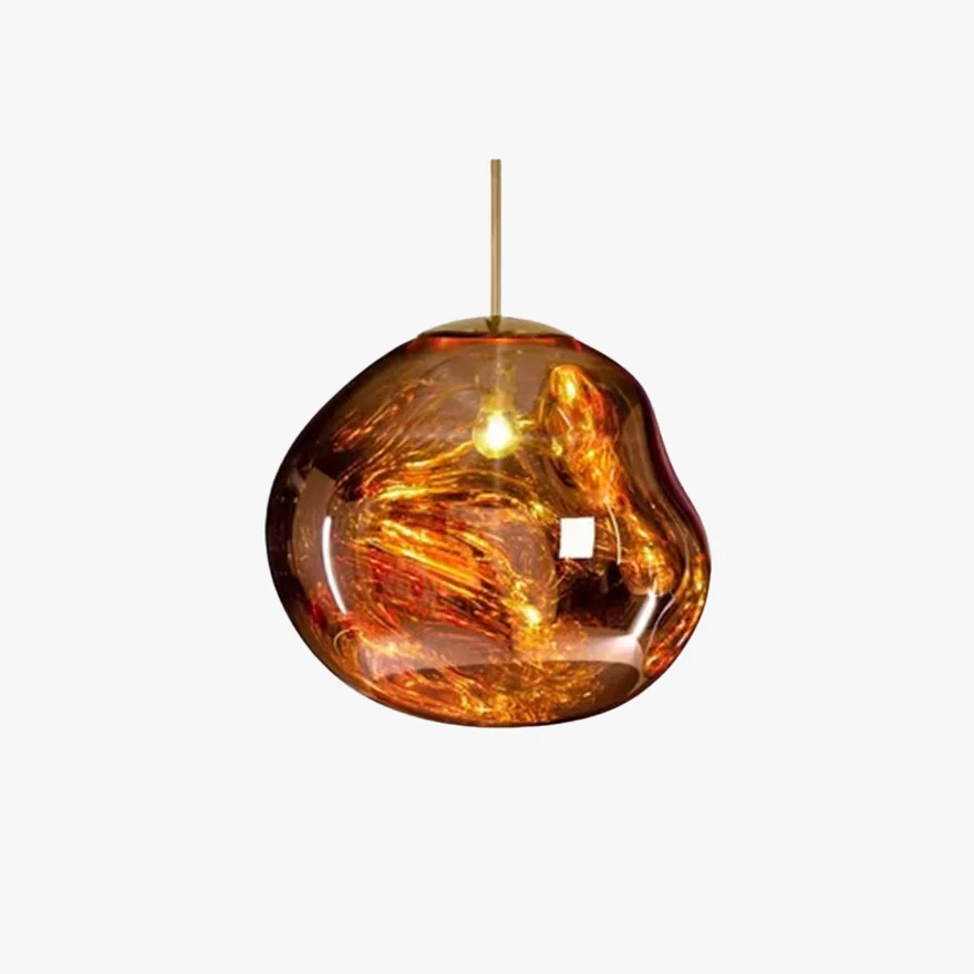 Art Deco Metal And Acrylic Rocky Bedroom Pendant Light, Gold/Red/Silver/Smoke Grey