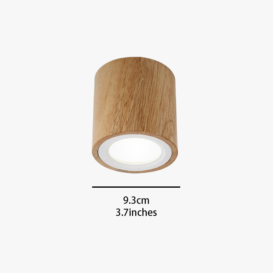 Natural Wooden And Acrylic Cylinder Balcony Ceiling Light, Natural Wood