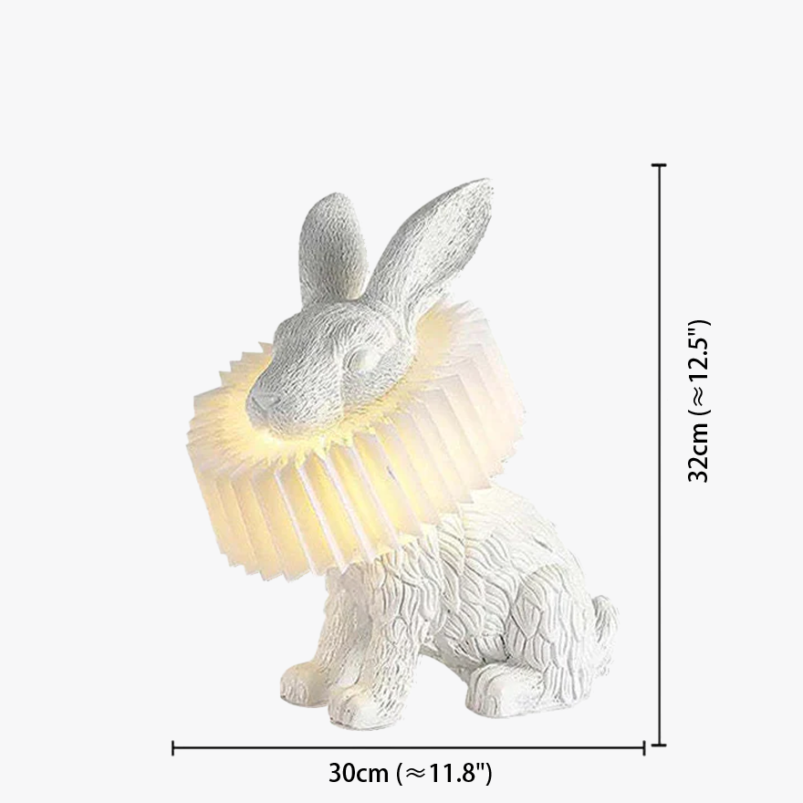 Art Deco Resin Rabbit Children's Room Table Lamp, White | Liiffy