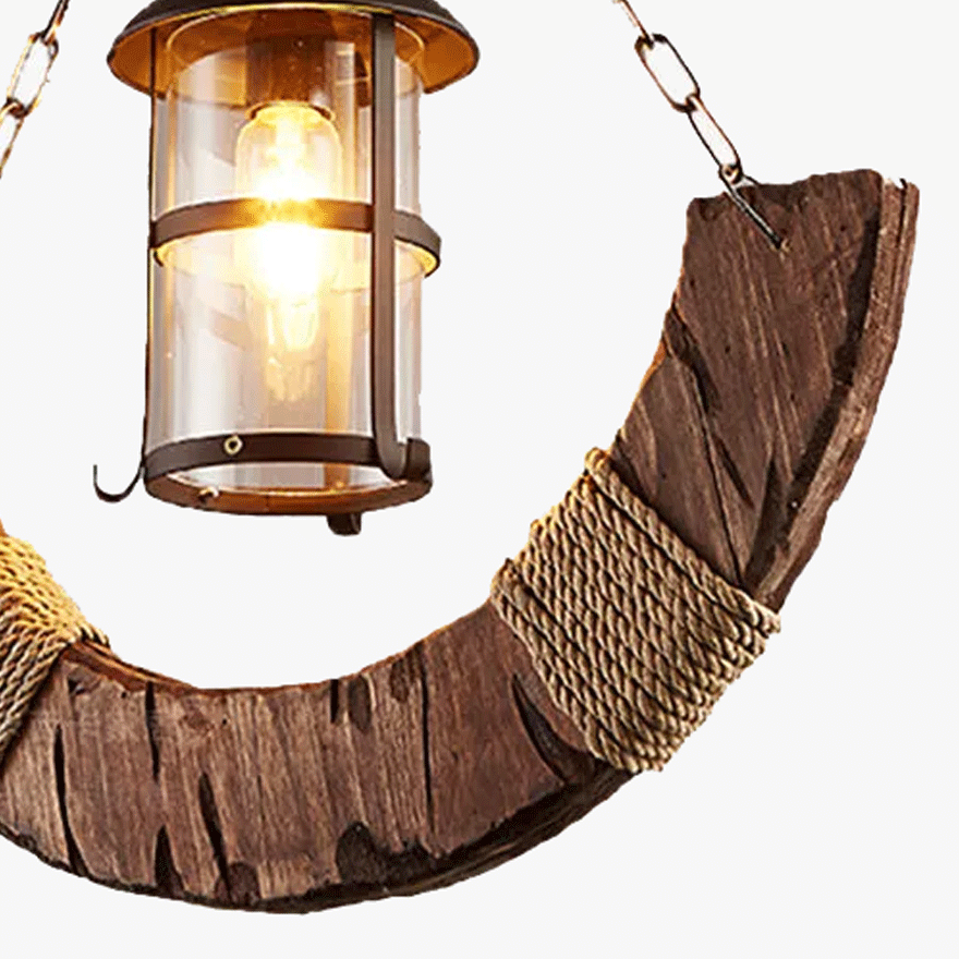 Vintage Metal And Wooden Lantern Dining Room Pendant Light, Burlywood