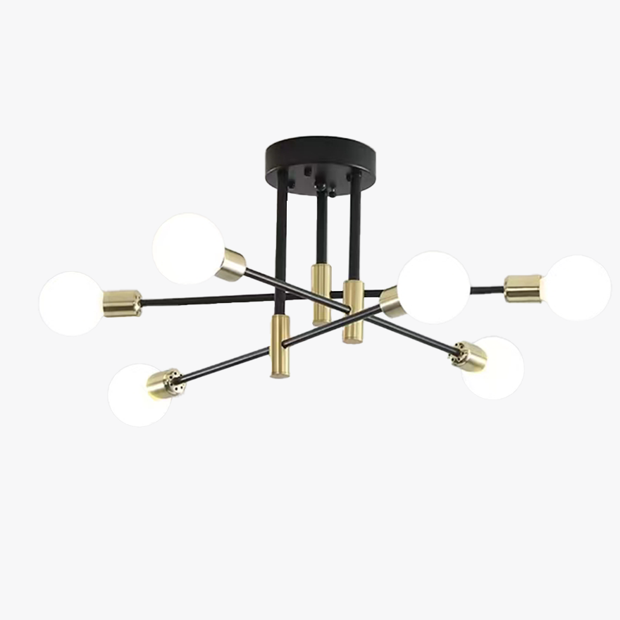 Modern Metal Geometric Dining Room Ceiling Light, Black, Trichromatic Light