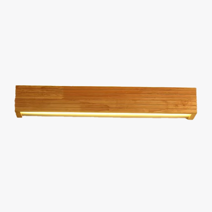 Natural Wooden And Acrylic Rectangular Living Room Wall Lamp, Natural Wood