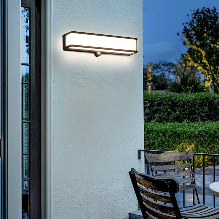 Modern Acrylic Rectangular Garden Wall Lamp, Black