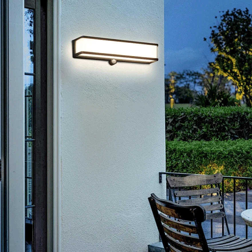 Modern Acrylic Rectangular Garden Wall Lamp, Black