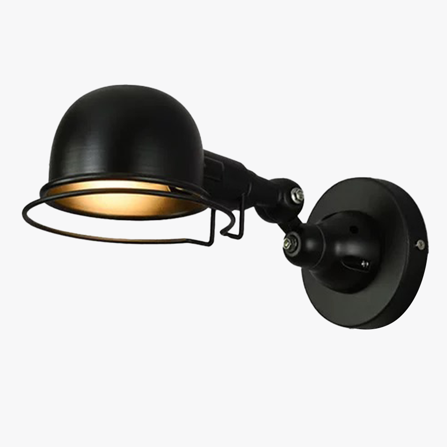 Modern Metal Hooded Living Room Wall Lamp, Black/White