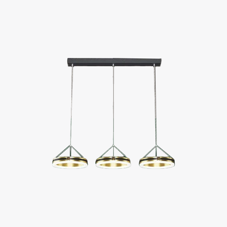 Modern Metal Ring Bedroom Chandelier Pendant Light, Black gold, Trichromatic Light