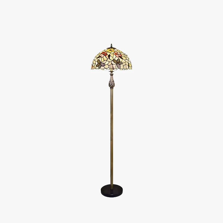 Art Deco  Metal And Glass Butterfly And Flower Children's Room Floor Lamp, Brass