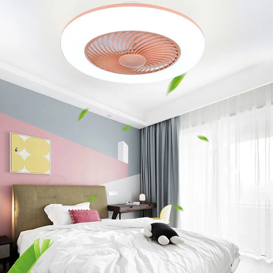 Morandi Acrylic Round Living Room Ceiling Fan with Light, 5 Color