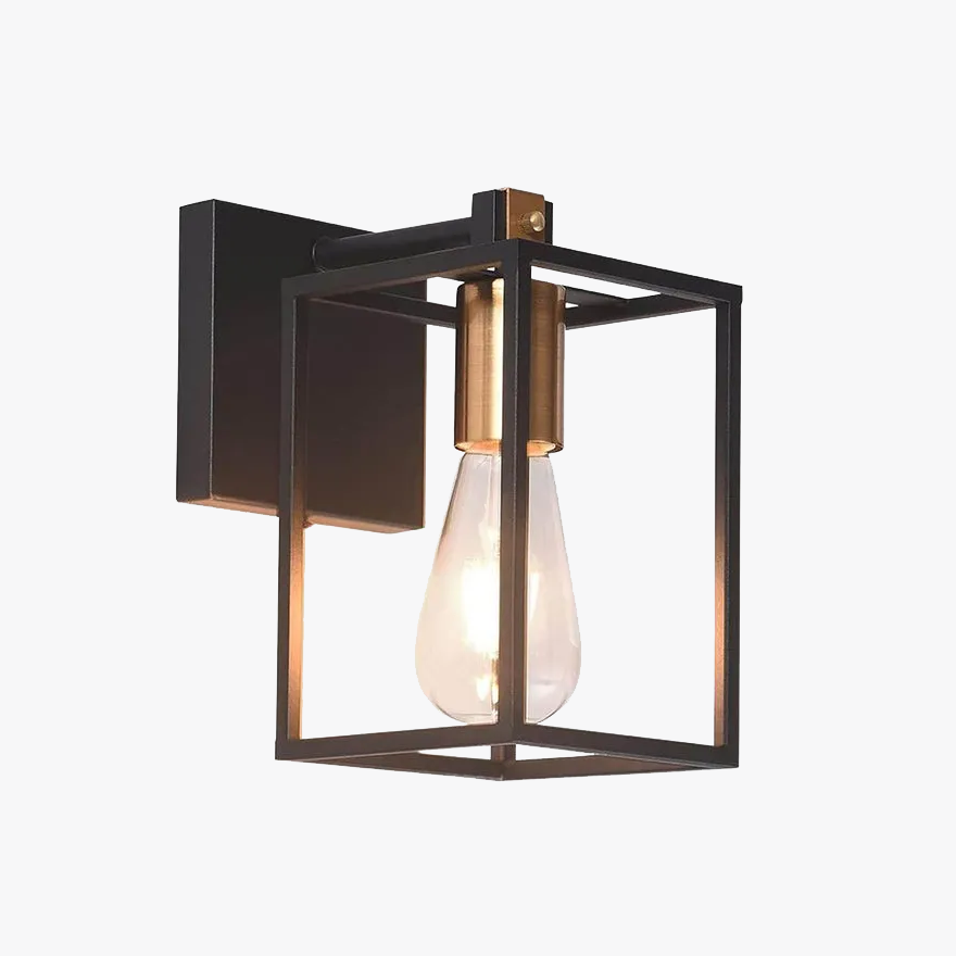 Unusual Metal And Acrylic Square Balcony Wall Lamp, Black