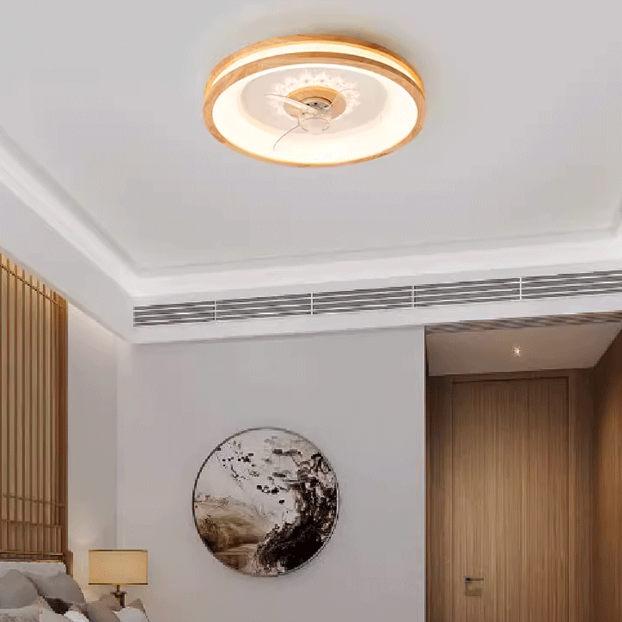 Modern Wooden And Acrylic Round Living Room Ceiling Light, Natural Wood/Walnut