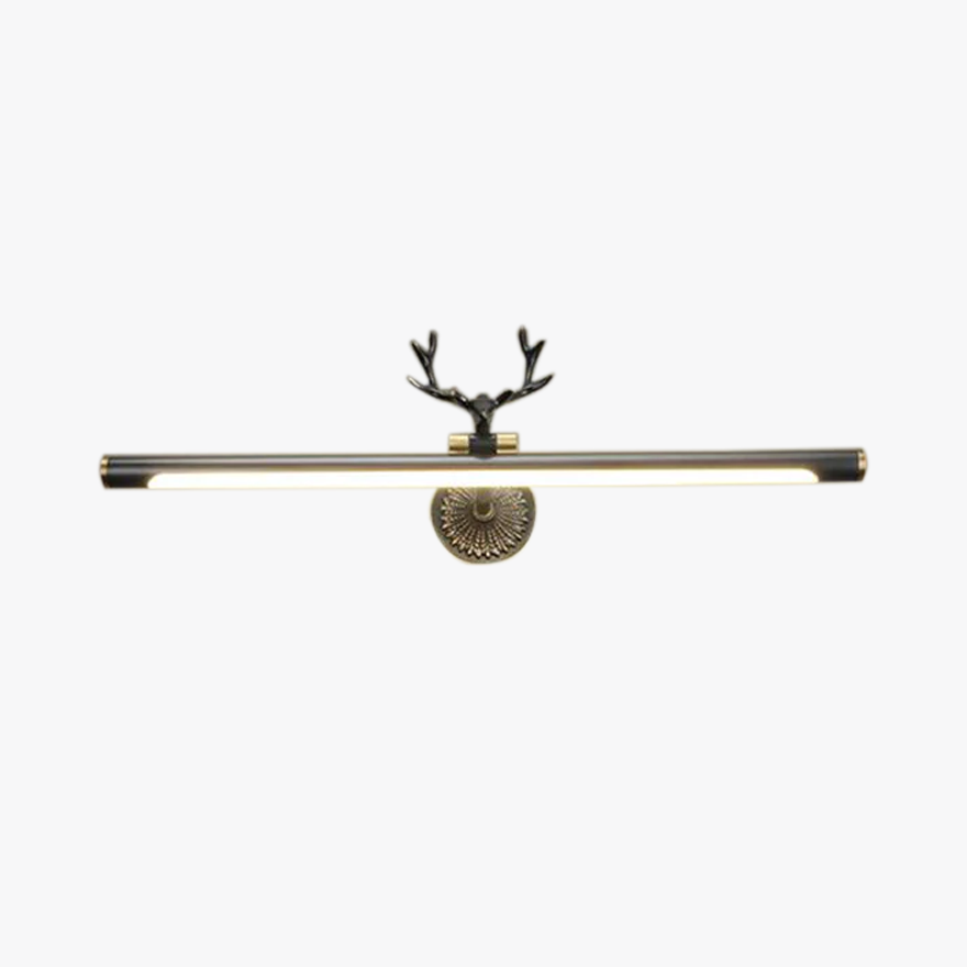 Art Deco Metal And Acrylic Deer Bathroom Mirror Front Wall Lamp, Black/Brass