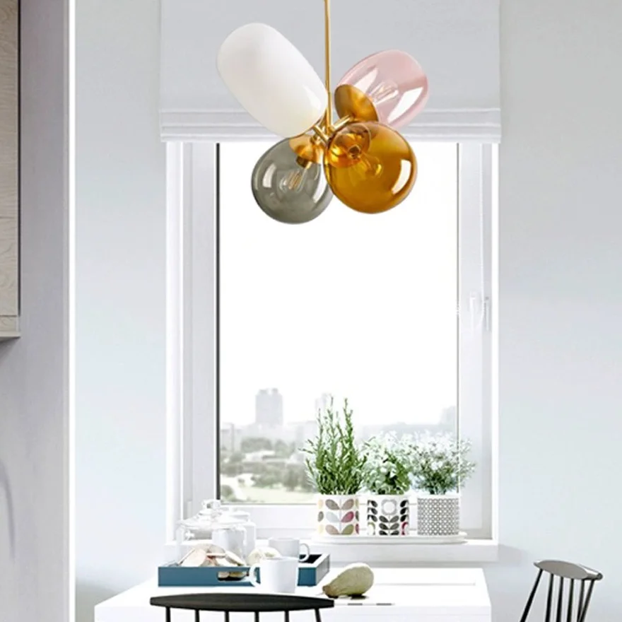 Modern Metal And Glass Balloon Children's Room Pendant Light, Multicolor