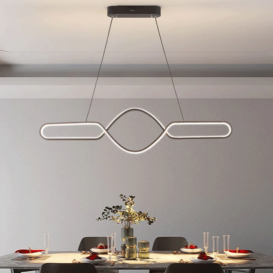 Minimalist Metal Cross Linear Dining Room Pendant Light With Dimmer, Black/Gold