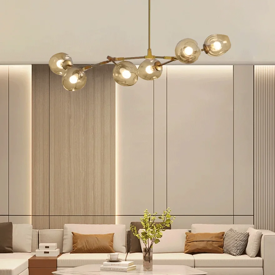 Modern Metal And Glass Bubble Bedroom Pendant Light, 6 Color