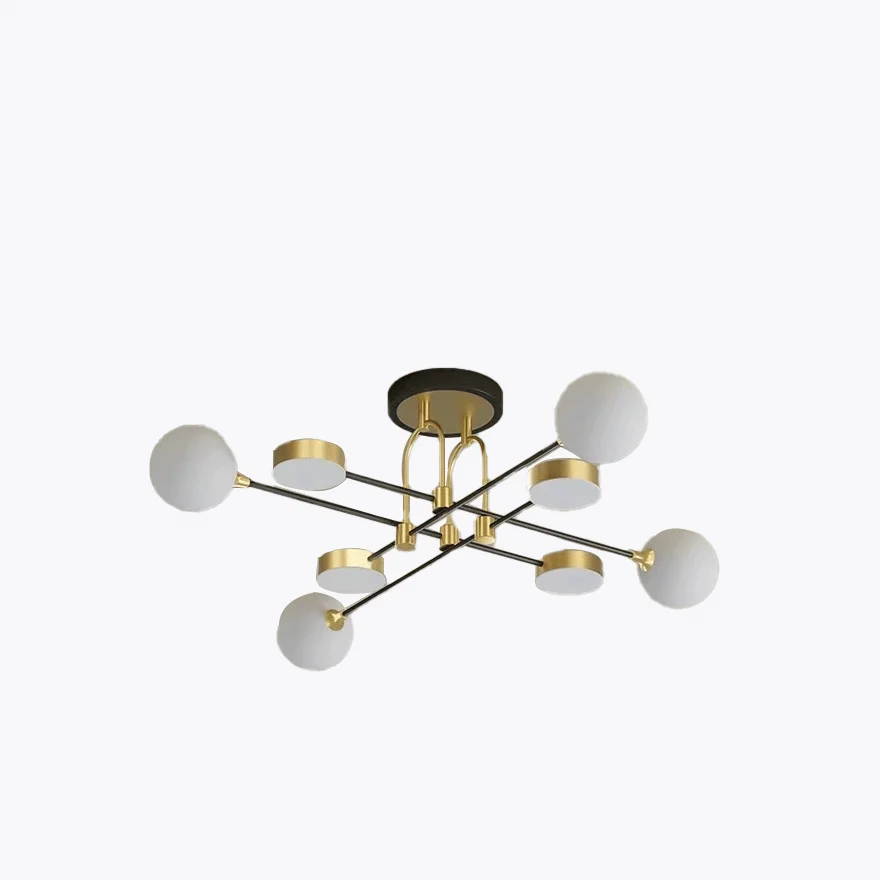 Modern Glass And Metal Geometric Dining Room Ceiling Light, Black, Trichromatic Light