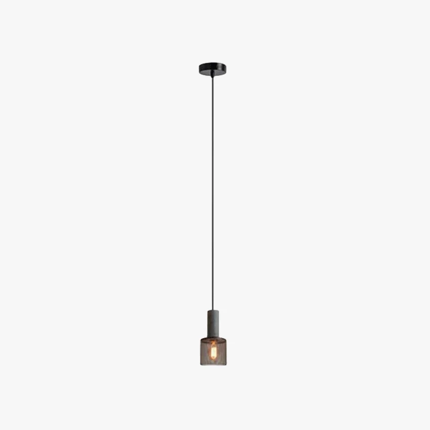 Industrial Metal And Cement Geometric Dining Room Pendant Light, Grey