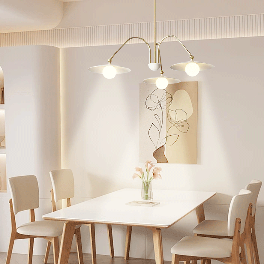 Modern Metal And Glass Saucer-Shaped Dining Room Pendant Light, Gold