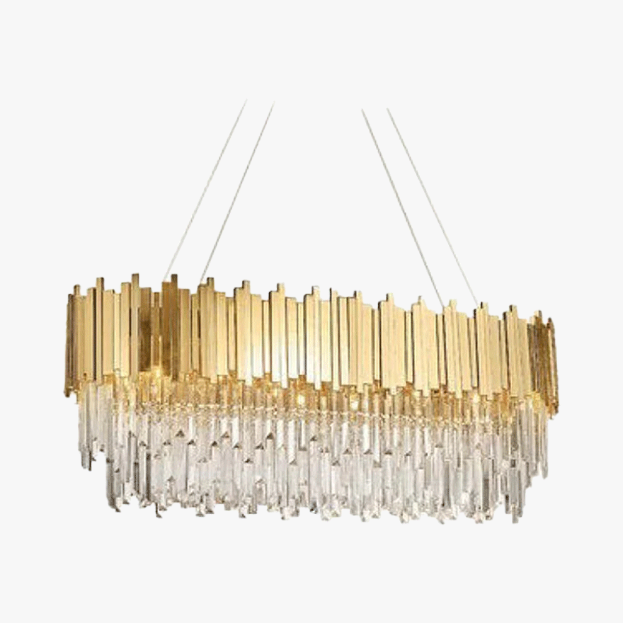 Royal Crystal And Metal Round Dining Room Chandelier Pendant Light, Gold/Silver