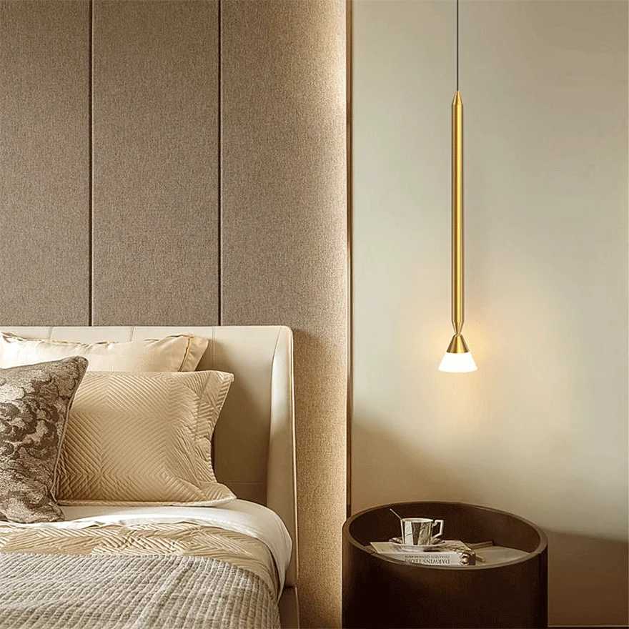 Modern Metal Linear Bedroom Chandelier Pendant Light, Black/Gold, Trichromatic Light